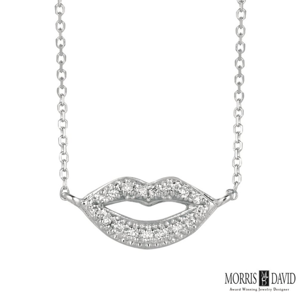 0.09 Carat Natural Diamond Lips Necklace